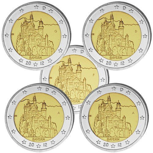 2€ Alemanha 2012 &#8211; Neuschwanstein &#8211; Kit 5 Letras