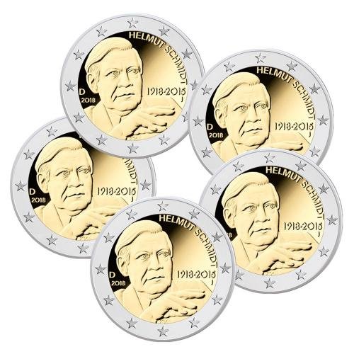 2€ Alemanha 2018 &#8211; Helmut Schmidt &#8211; 5 Letras